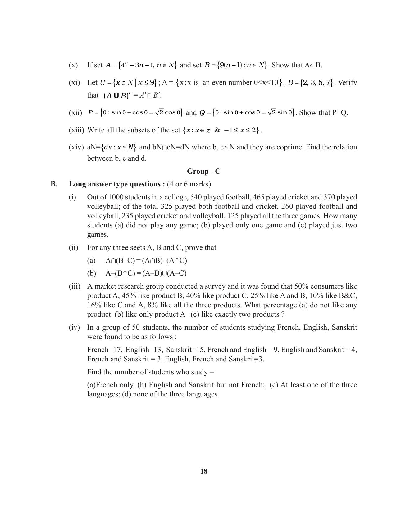 Tripura Board Class 11 Mathematics English Version Workbooks - Page 18