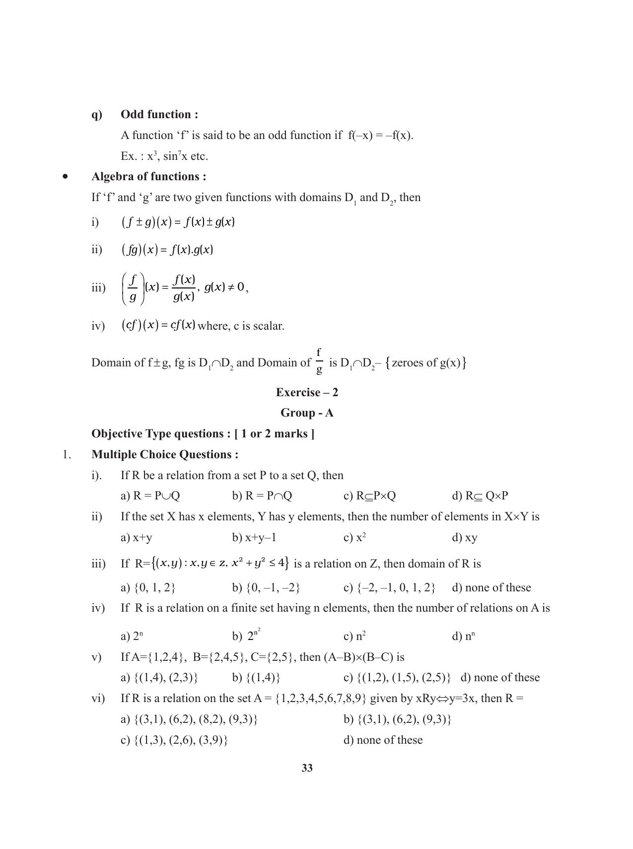 Tripura Board Class 11 Mathematics English Version Workbooks - Page 33