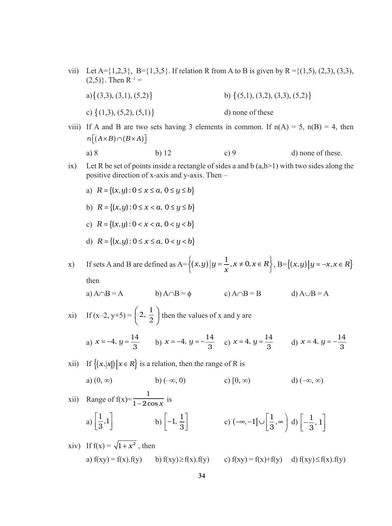 Tripura Board Class 11 Mathematics English Version Workbooks - Page 34