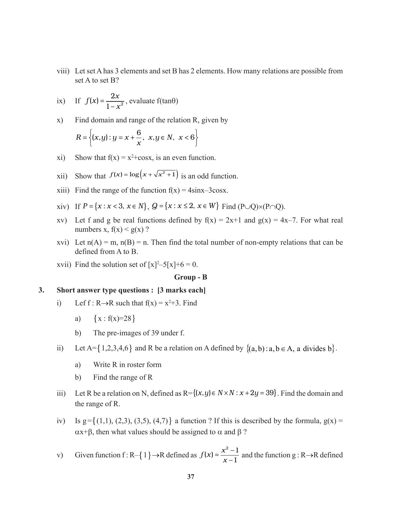 Tripura Board Class 11 Mathematics English Version Workbooks - Page 37