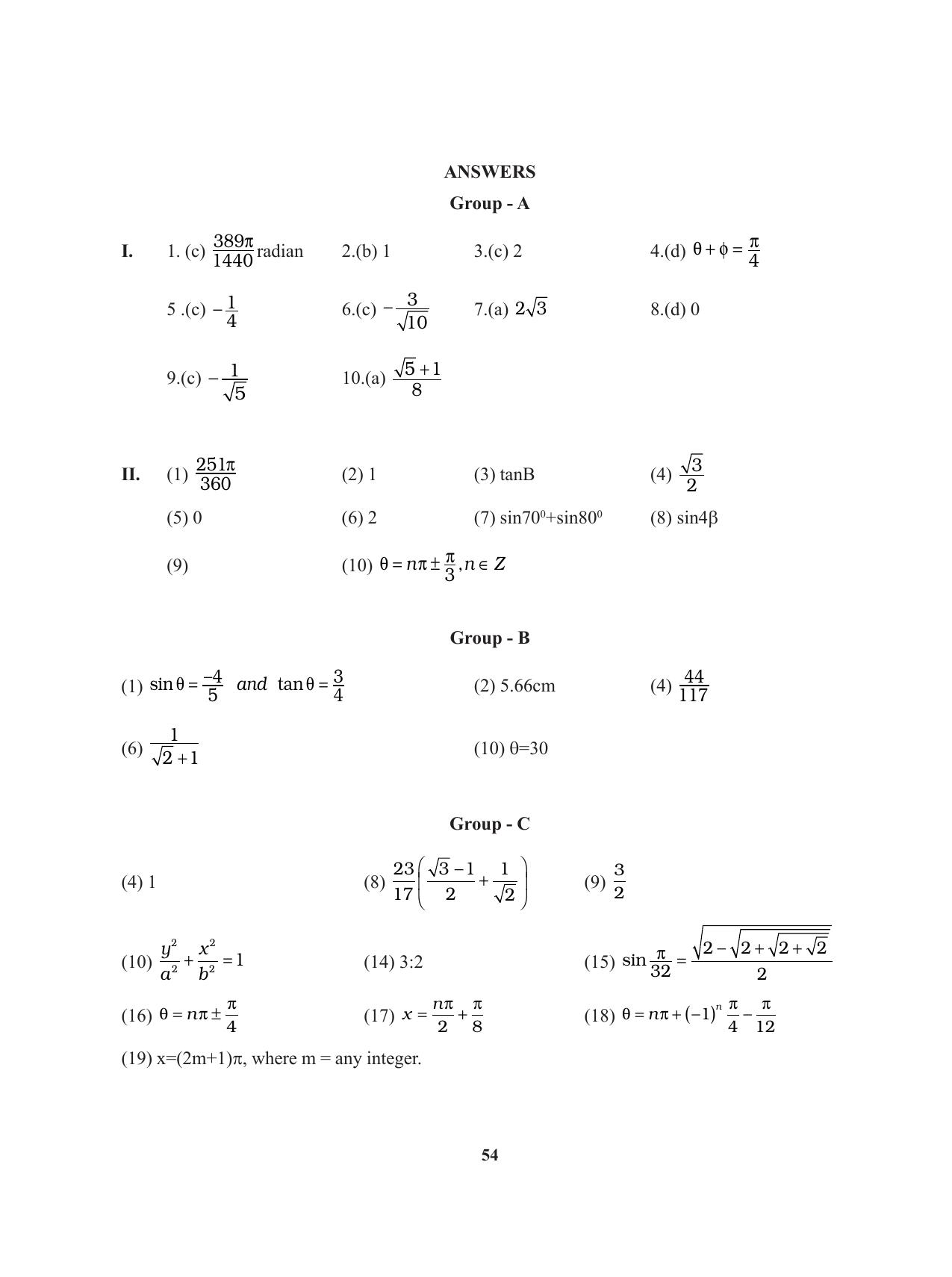 Tripura Board Class 11 Mathematics English Version Workbooks - Page 54
