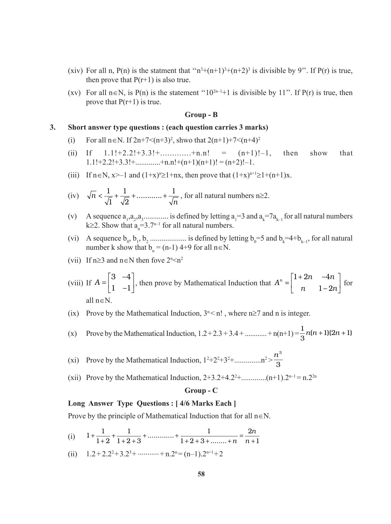 Tripura Board Class 11 Mathematics English Version Workbooks - Page 58
