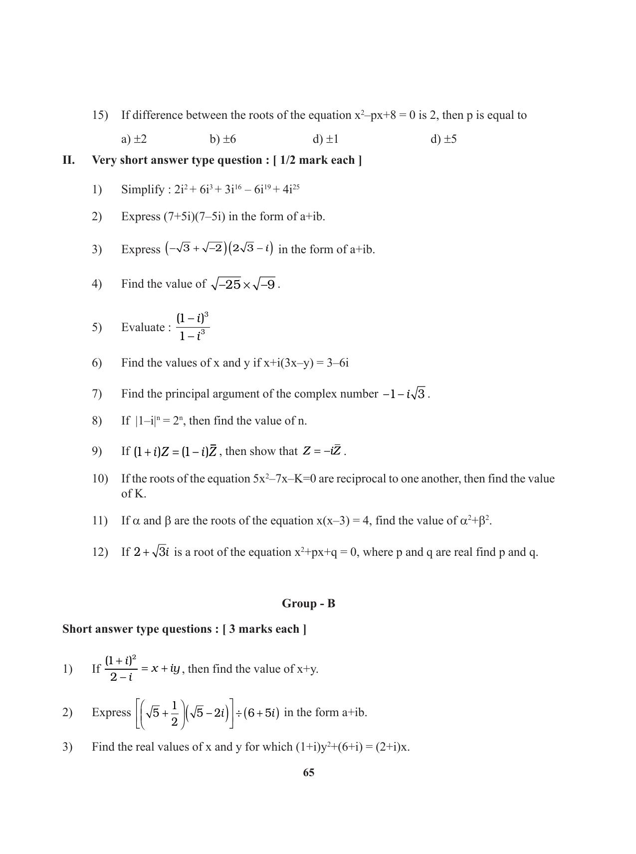 Tripura Board Class 11 Mathematics English Version Workbooks - Page 65