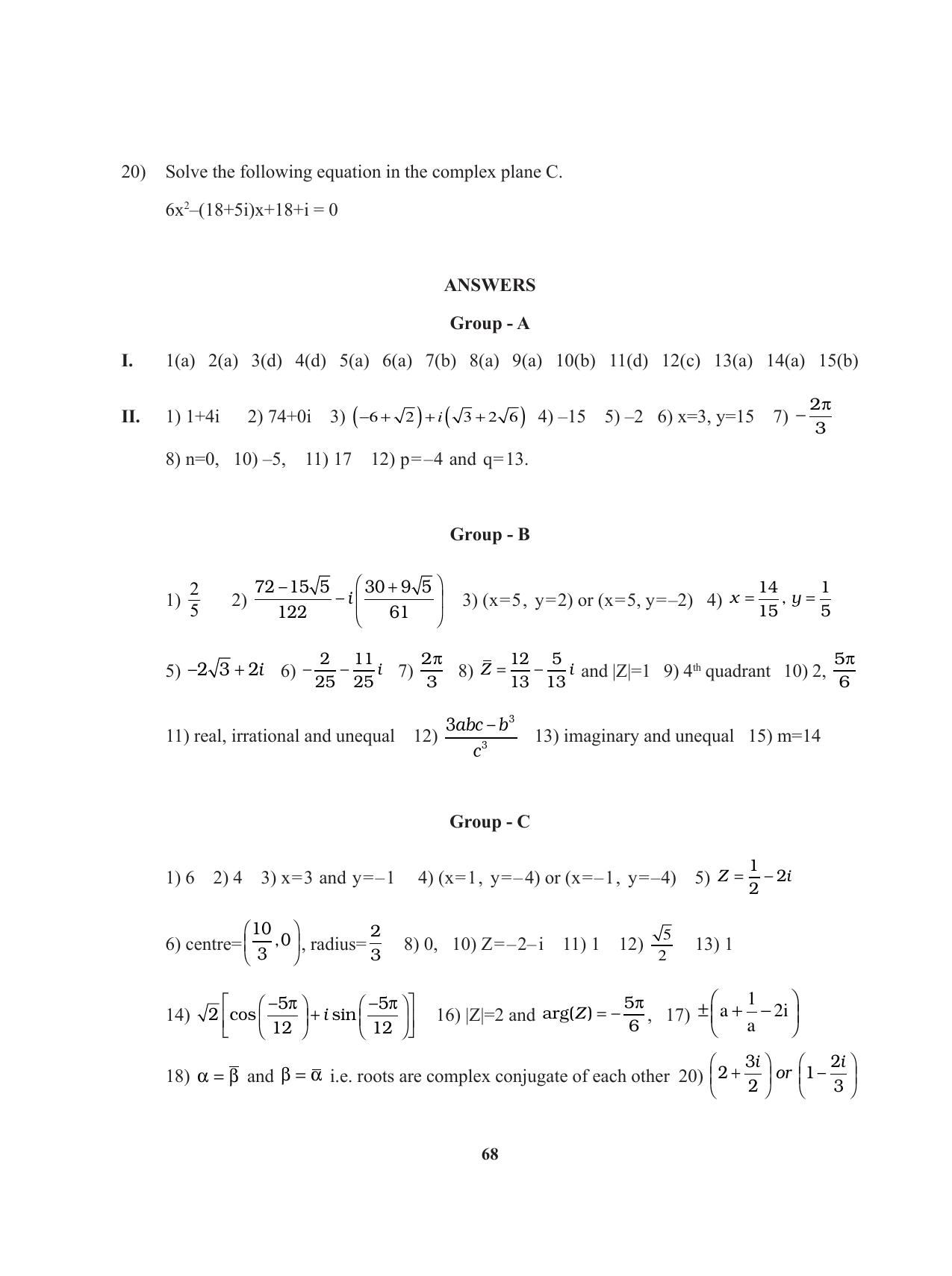 Tripura Board Class 11 Mathematics English Version Workbooks - Page 68