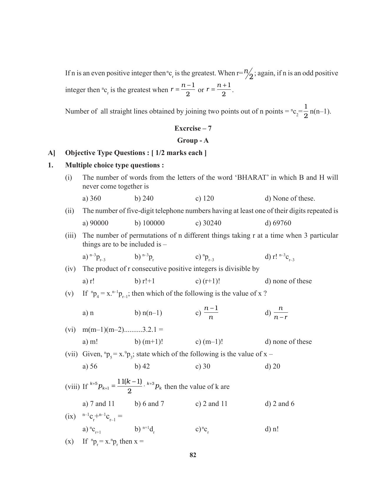 Tripura Board Class 11 Mathematics English Version Workbooks - Page 82