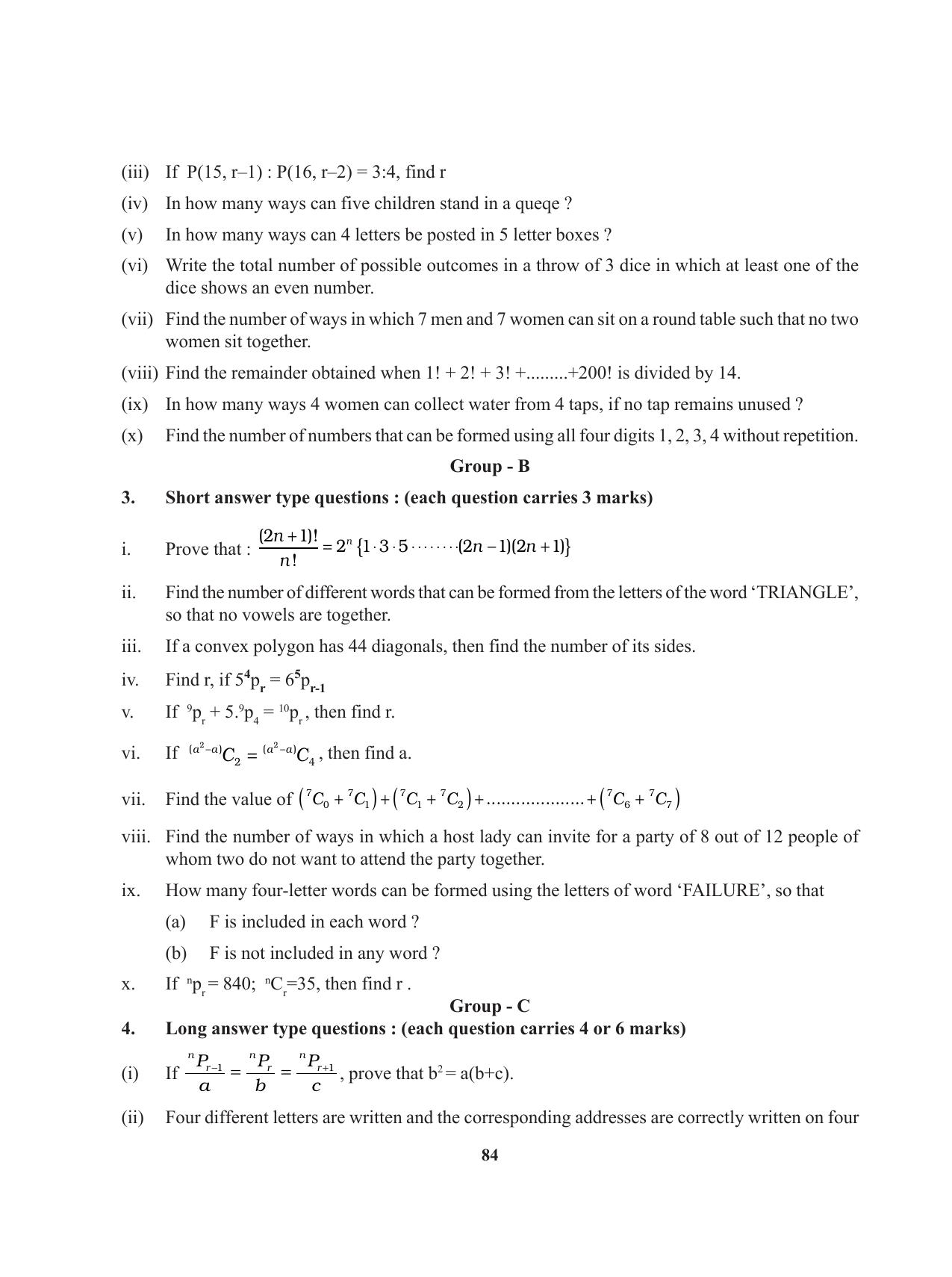 Tripura Board Class 11 Mathematics English Version Workbooks - Page 84