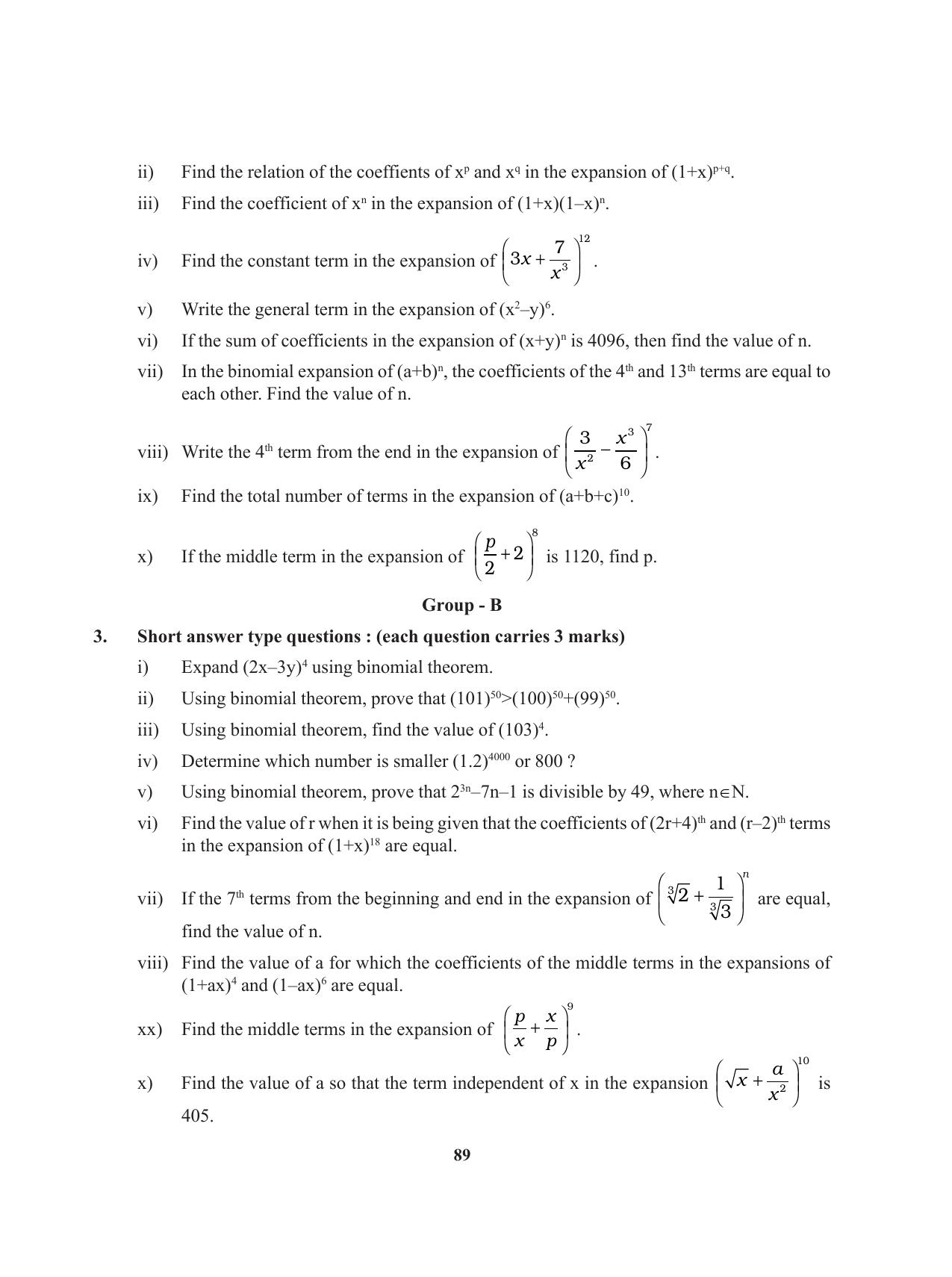 Tripura Board Class 11 Mathematics English Version Workbooks - Page 89