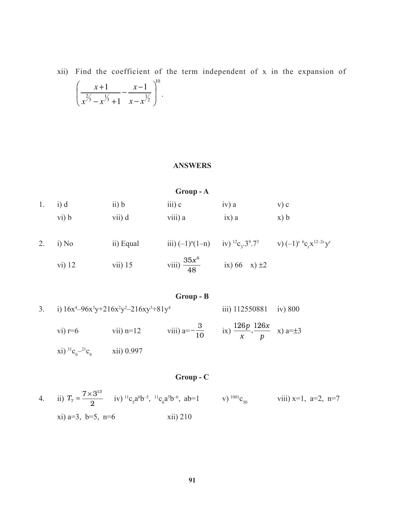 Tripura Board Class 11 Mathematics English Version Workbooks - Page 91