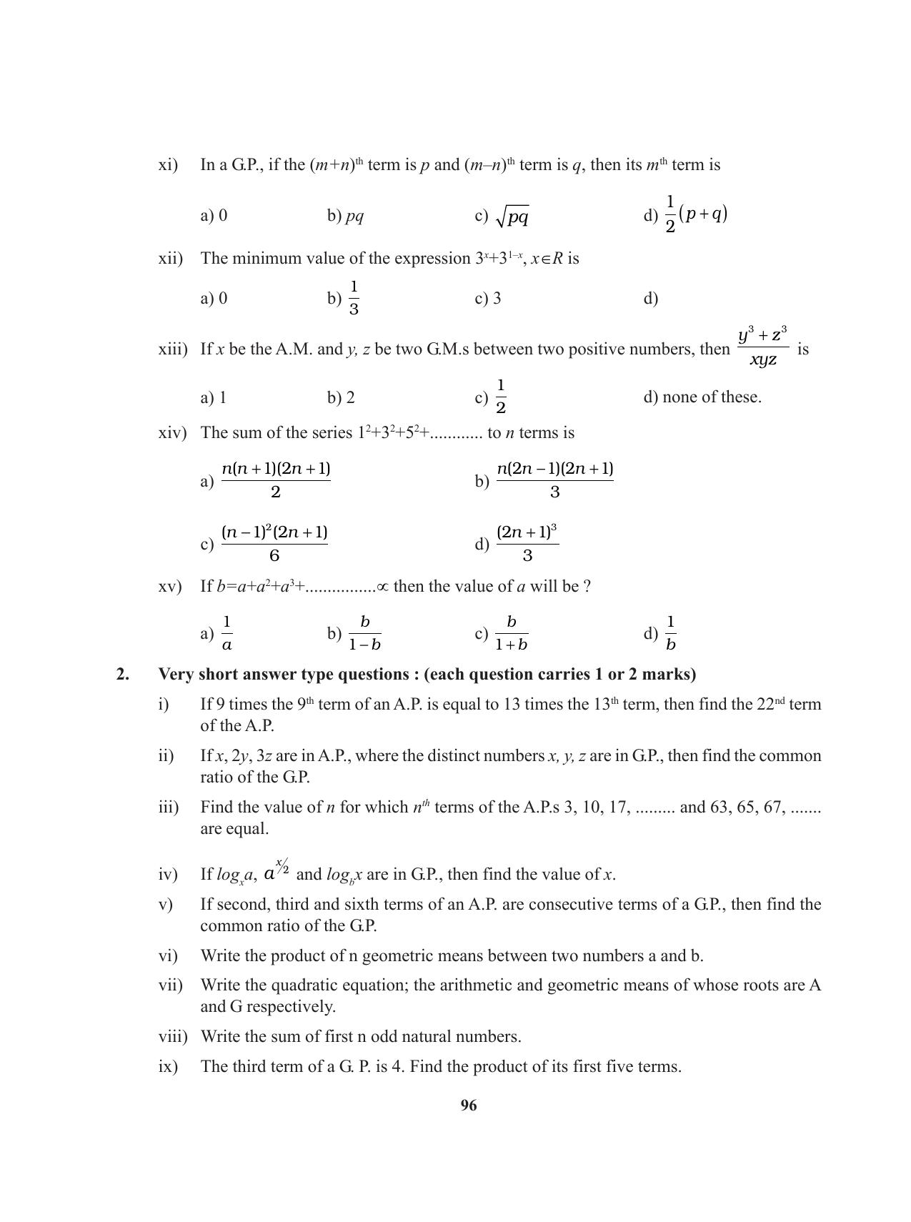 Tripura Board Class 11 Mathematics English Version Workbooks - Page 96
