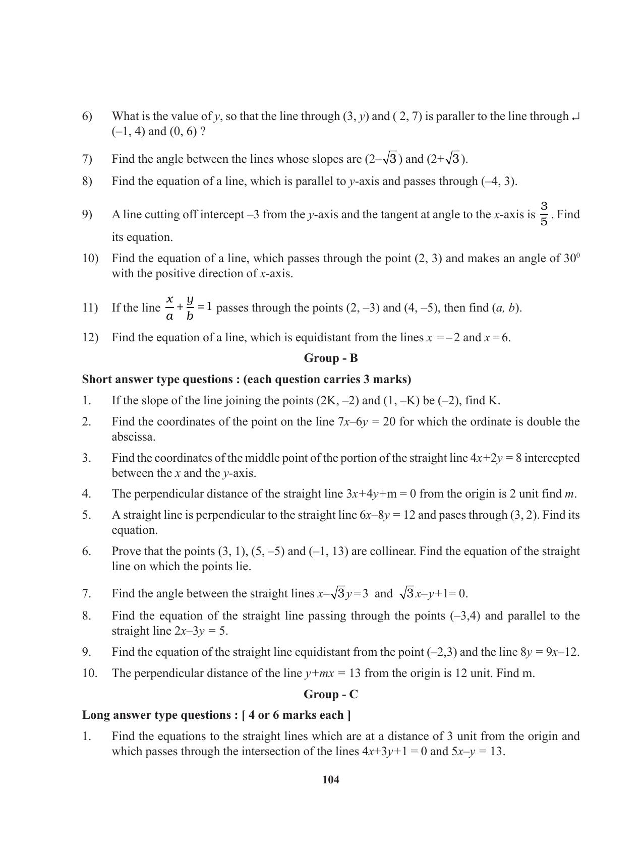 Tripura Board Class 11 Mathematics English Version Workbooks - Page 104
