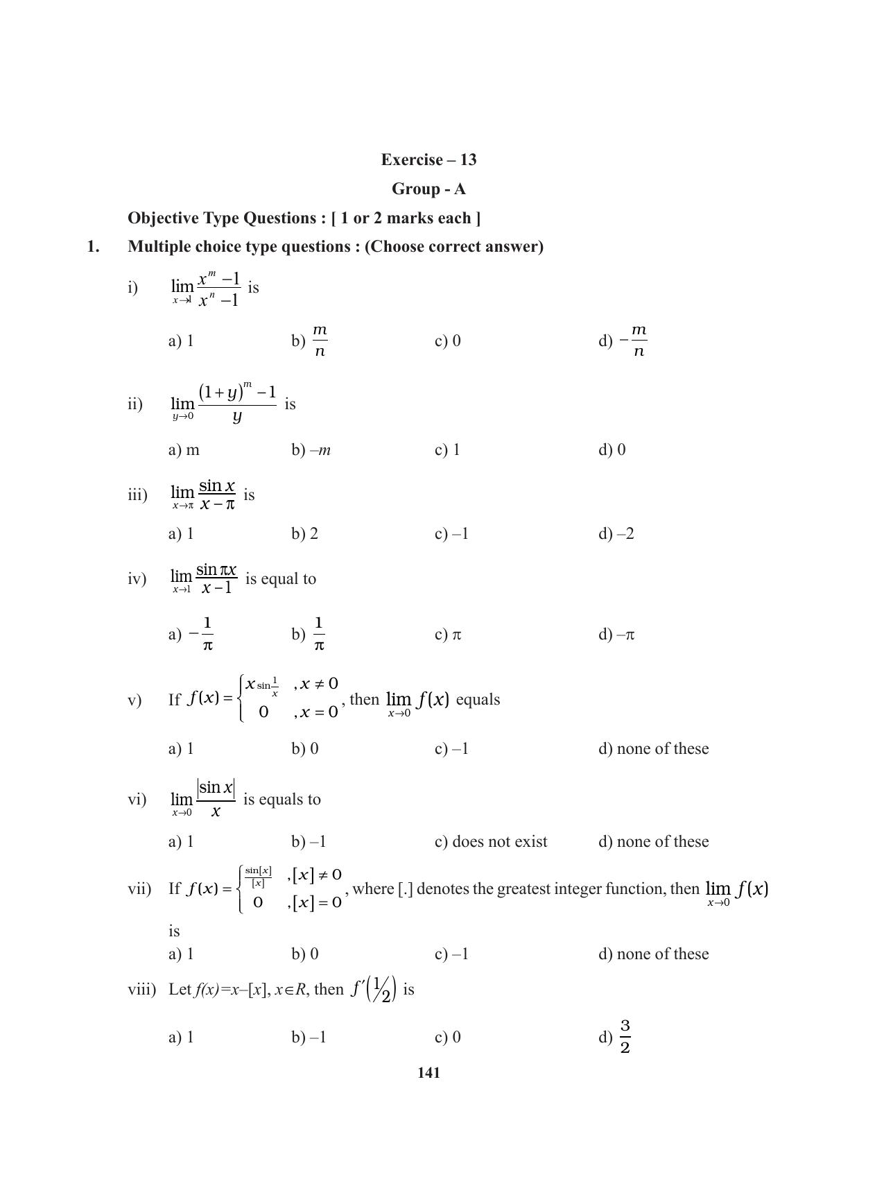 Tripura Board Class 11 Mathematics English Version Workbooks - Page 141