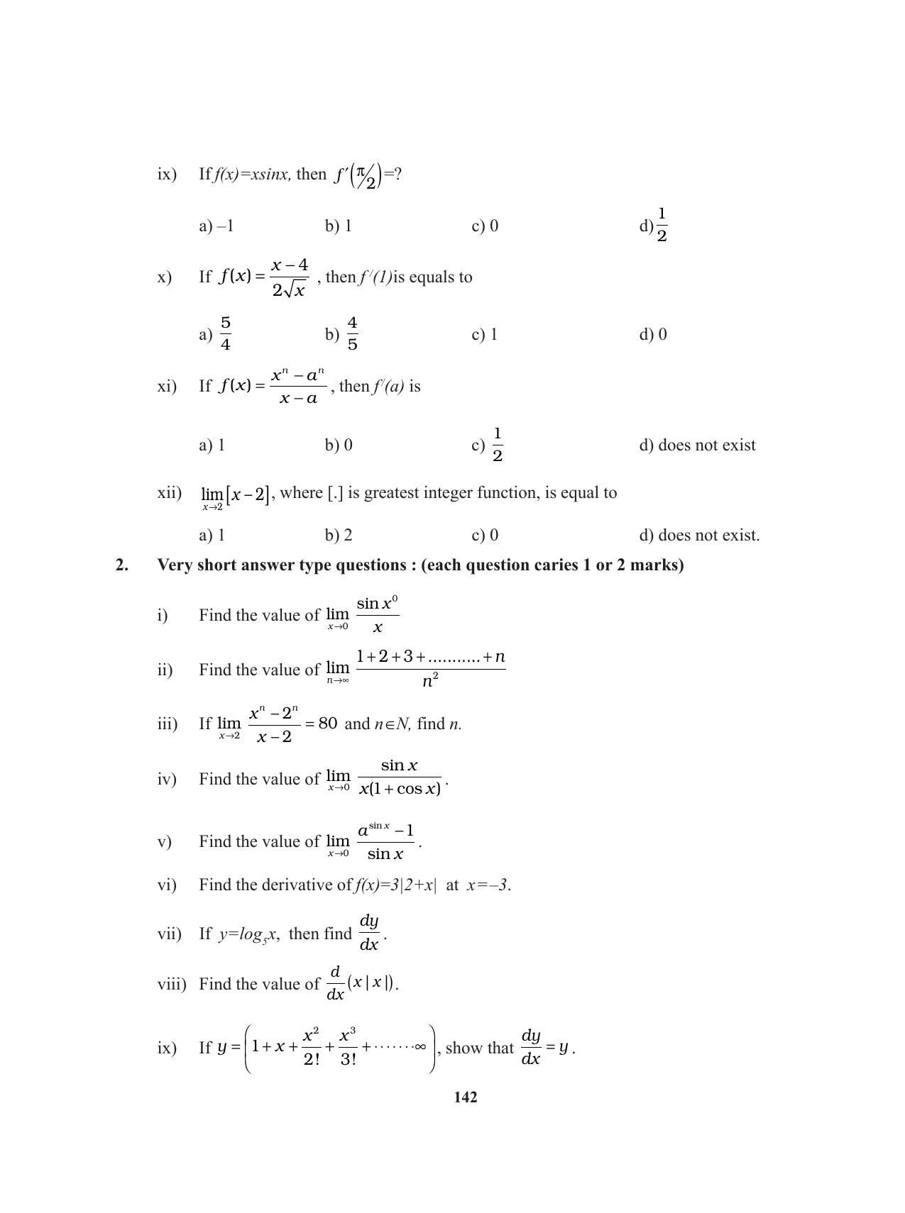 Tripura Board Class 11 Mathematics English Version Workbooks - Page 142