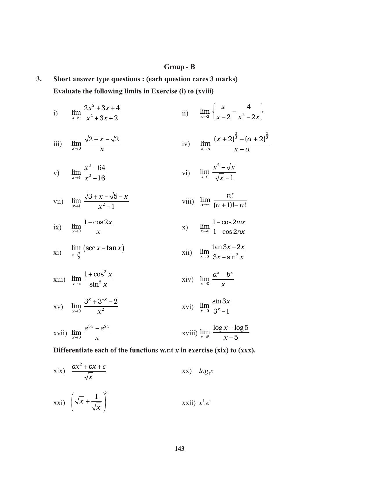 Tripura Board Class 11 Mathematics English Version Workbooks - Page 143