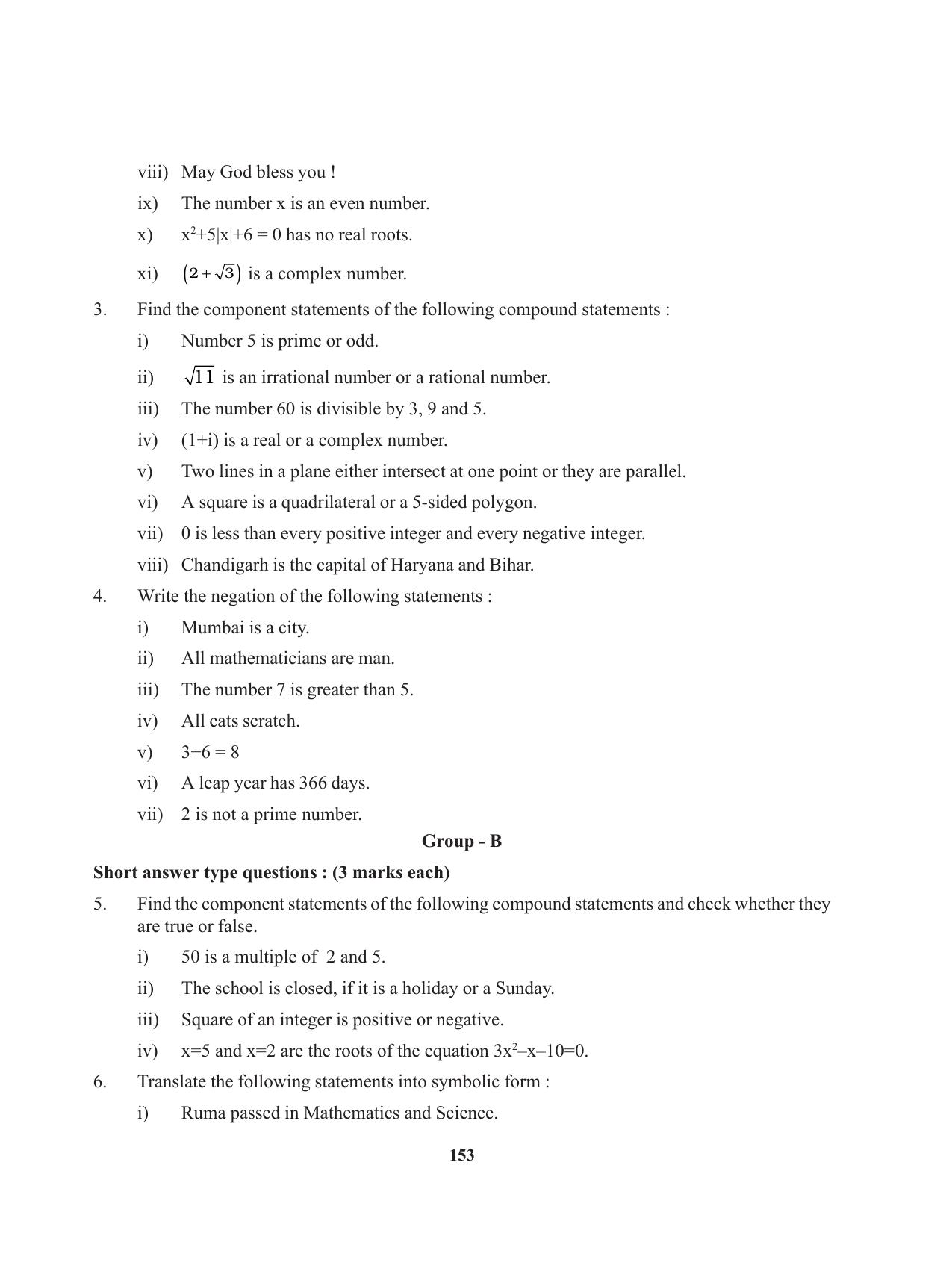 Tripura Board Class 11 Mathematics English Version Workbooks - Page 153