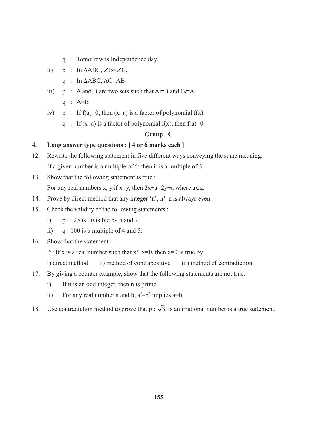 Tripura Board Class 11 Mathematics English Version Workbooks - Page 155