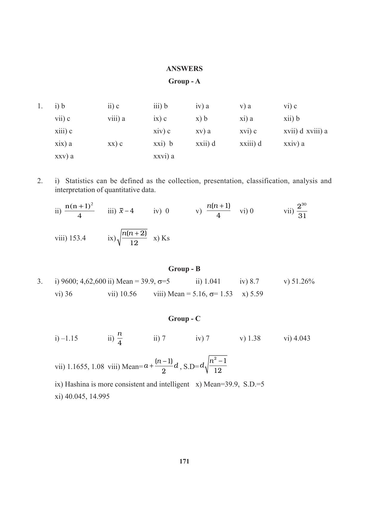 Tripura Board Class 11 Mathematics English Version Workbooks - Page 171