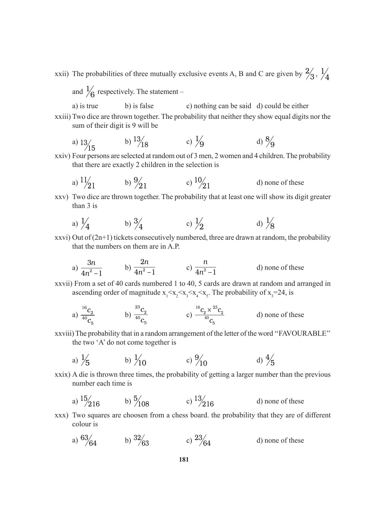 Tripura Board Class 11 Mathematics English Version Workbooks - Page 181