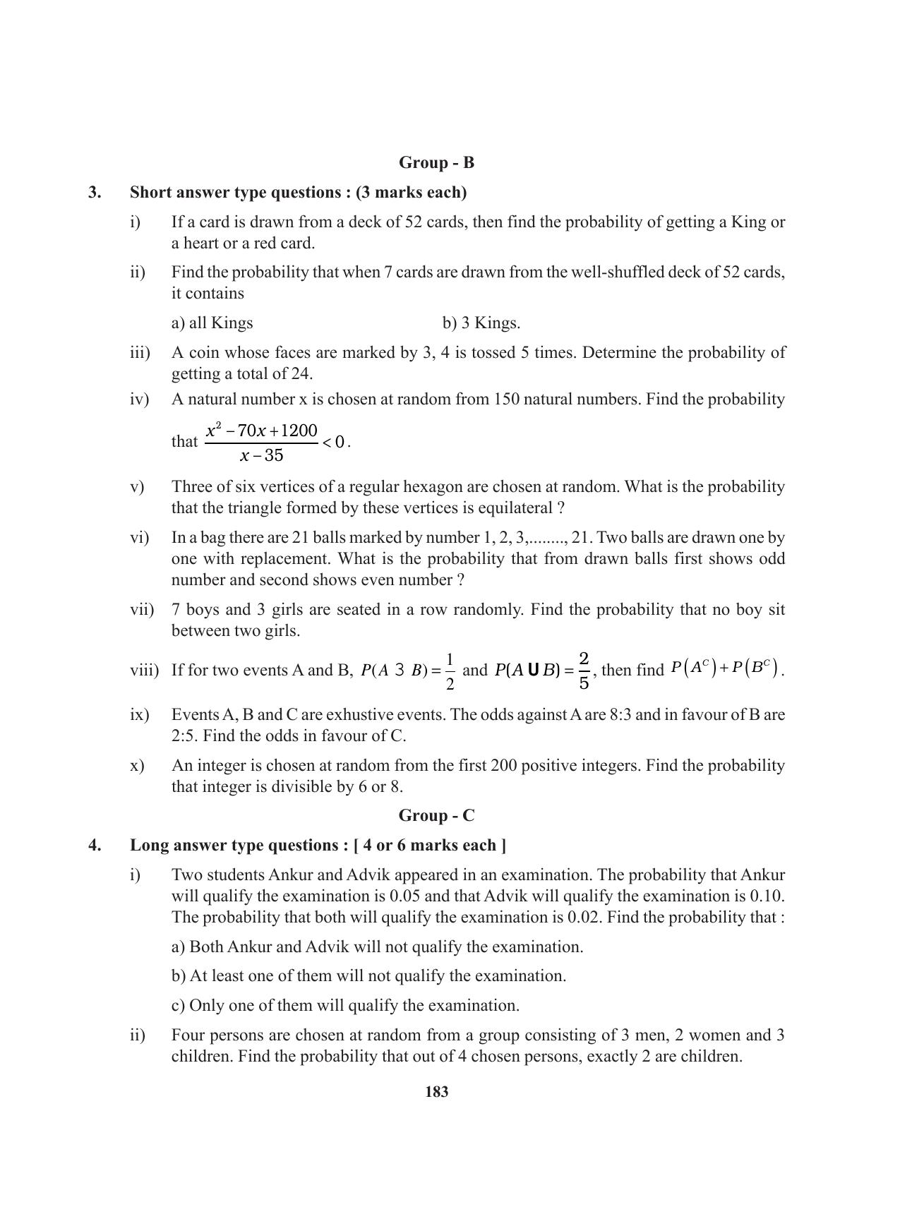 Tripura Board Class 11 Mathematics English Version Workbooks - Page 183