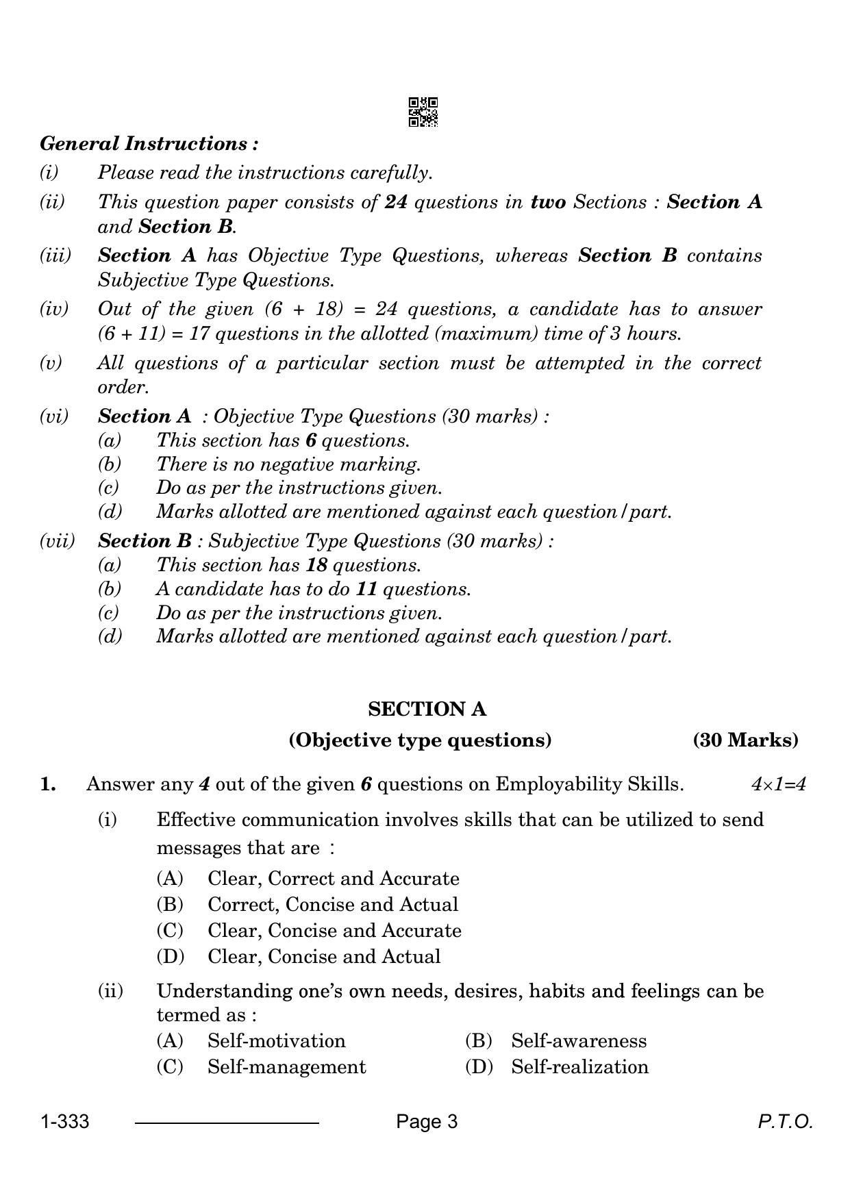 CBSE Class 12 Food Production 2024 Question Paper - Page 3