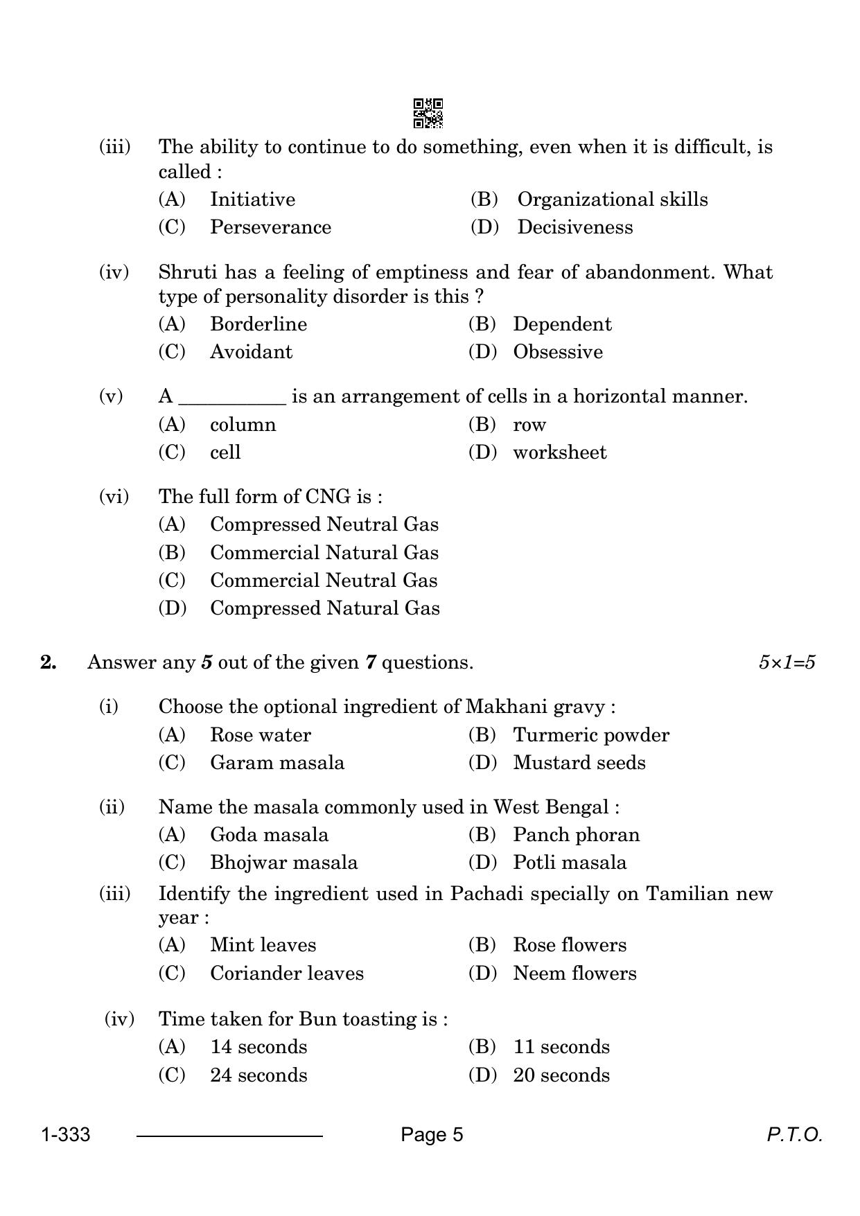 CBSE Class 12 Food Production 2024 Question Paper - Page 5