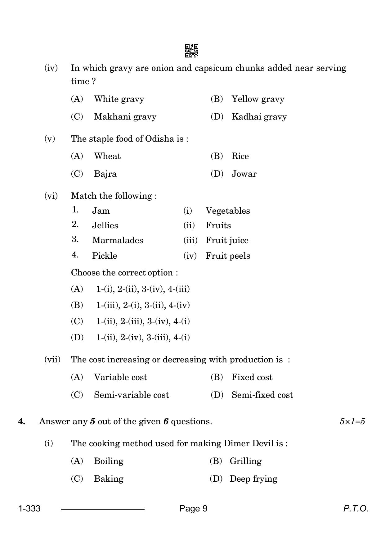 CBSE Class 12 Food Production 2024 Question Paper - Page 9