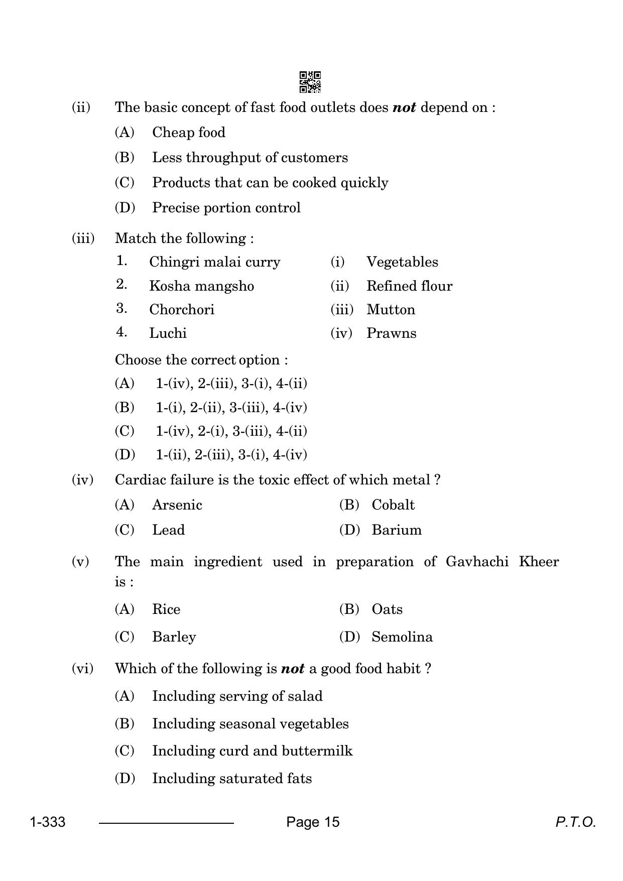 CBSE Class 12 Food Production 2024 Question Paper - Page 15
