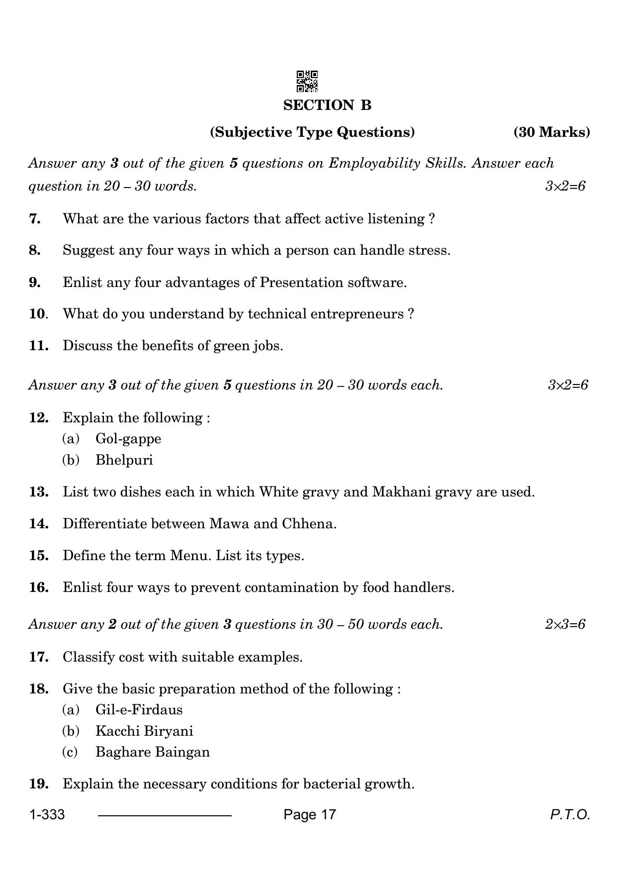 CBSE Class 12 Food Production 2024 Question Paper - Page 17