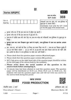 CBSE Class 12 Food Production 2024 Question Paper