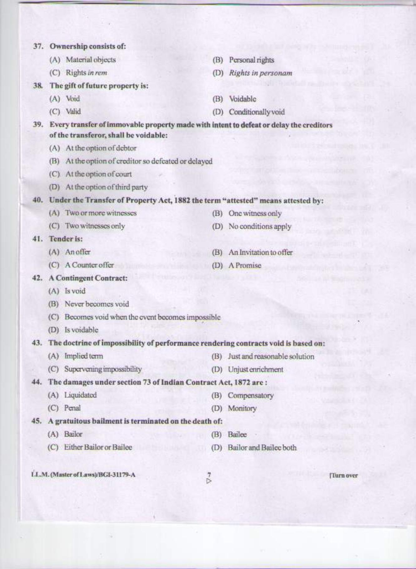 PU CET PG 2015: LLM Question Paper - Page 6