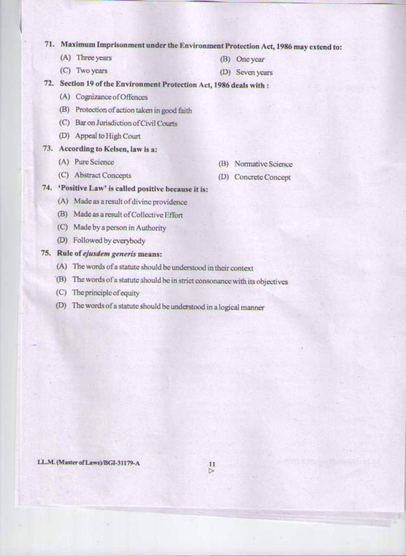 PU CET PG 2015: LLM Question Paper - Page 10
