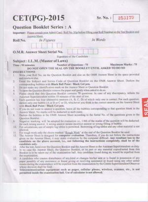 PU CET PG 2015: LLM Question Paper