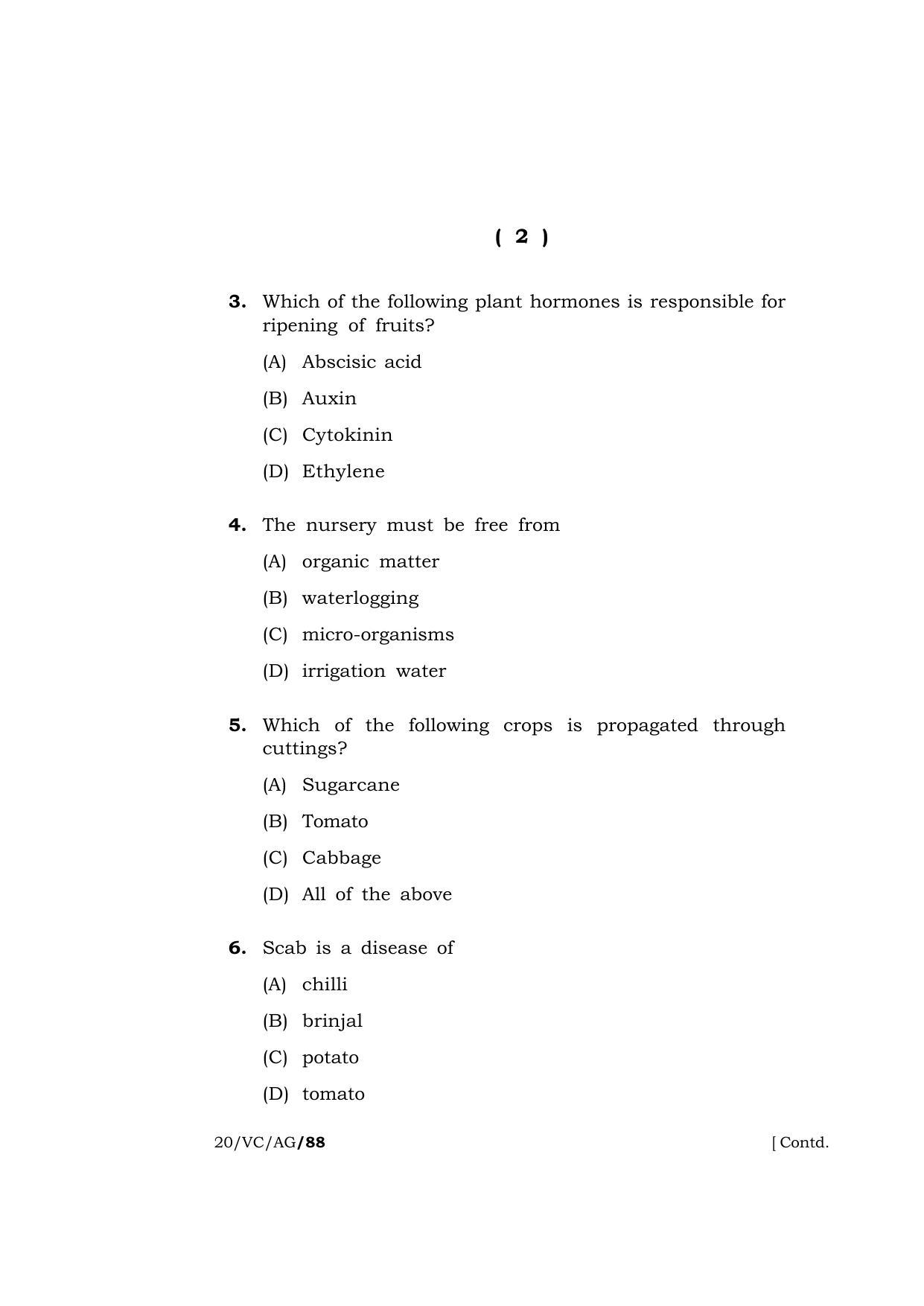 Meghalaya Board (MBOSE) Class 10 AGRICULTURE ( Vocational Course ) 2020 Question Paper - Page 2