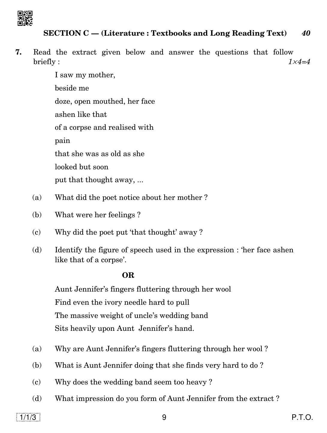 CBSE Class 12 1-1-3 ENGLISH CORE 2019 Compartment Question Paper - Page 9