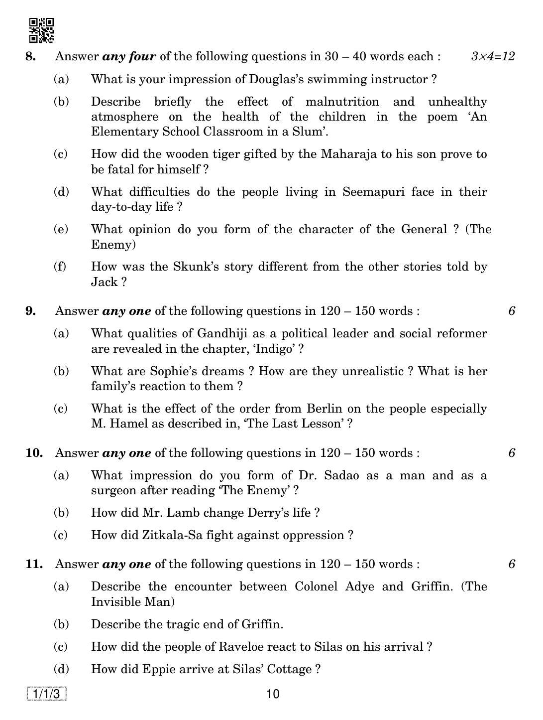 CBSE Class 12 1-1-3 ENGLISH CORE 2019 Compartment Question Paper - Page 10