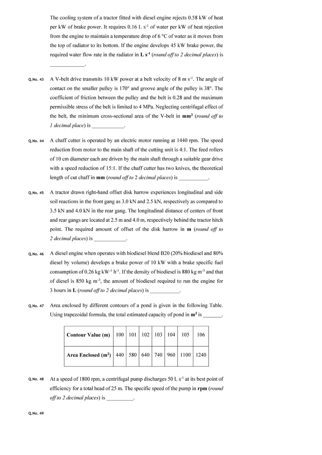 GATE 2020 Agricultural Engineering (AG) Question Paper - Page 11