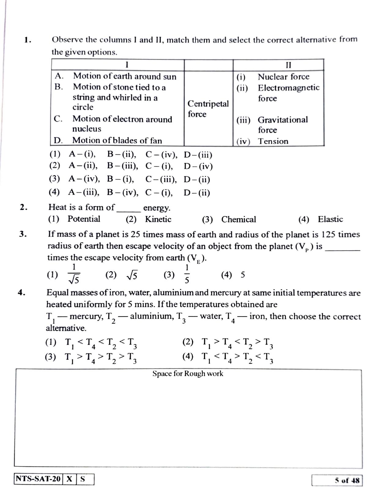 Maharashtra NTSE 2021 Kannada SAT Question Paper - Page 5