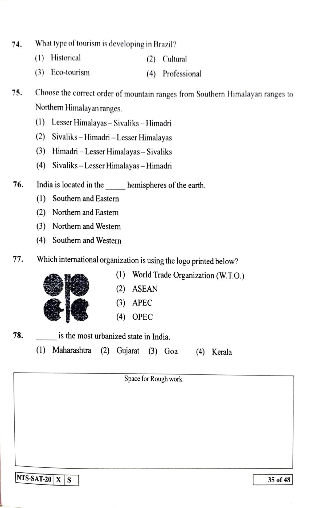 Maharashtra NTSE 2021 Kannada SAT Question Paper - Page 35