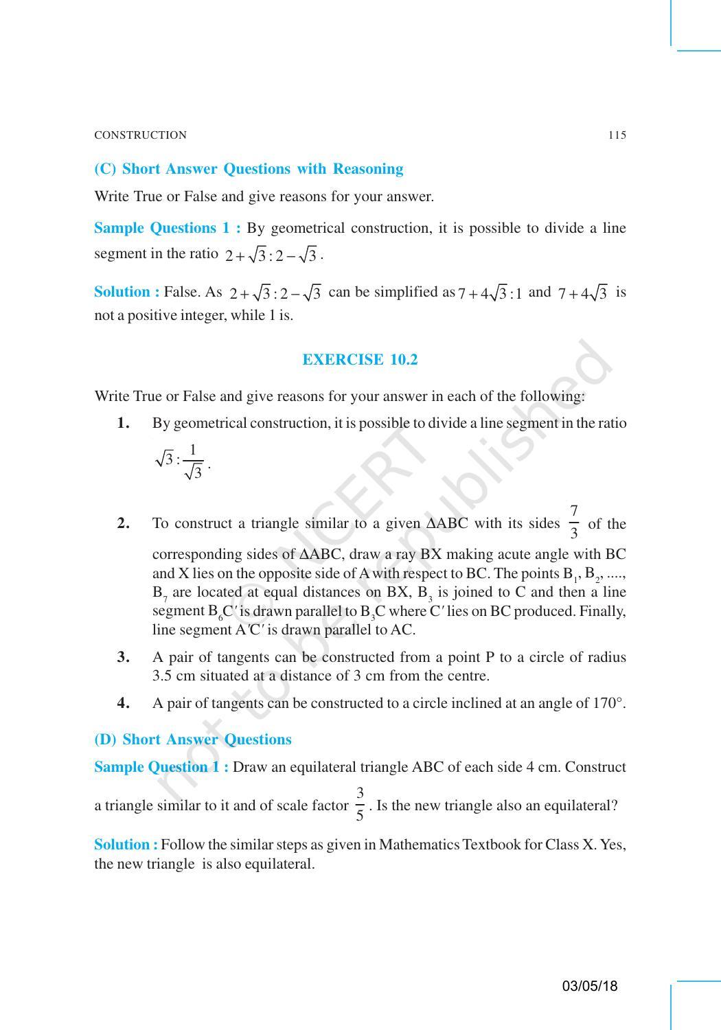 NCERT Exemplar Book for Class 10 Maths: Chapter 10 Constructions - Page 3