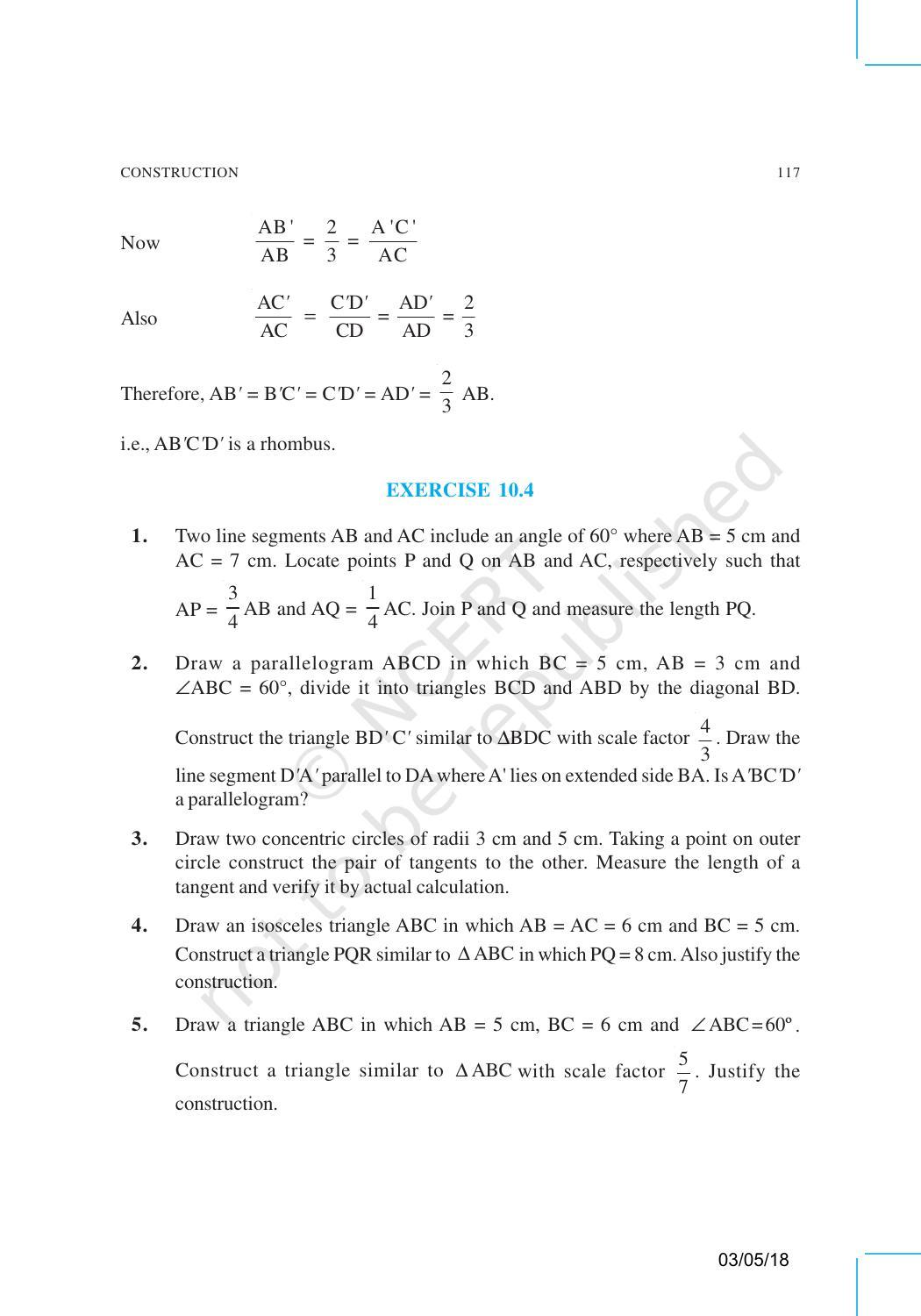NCERT Exemplar Book for Class 10 Maths: Chapter 10 Constructions - Page 5