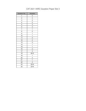 CAT 2021 CAT VARC Slot 3 Answer Key