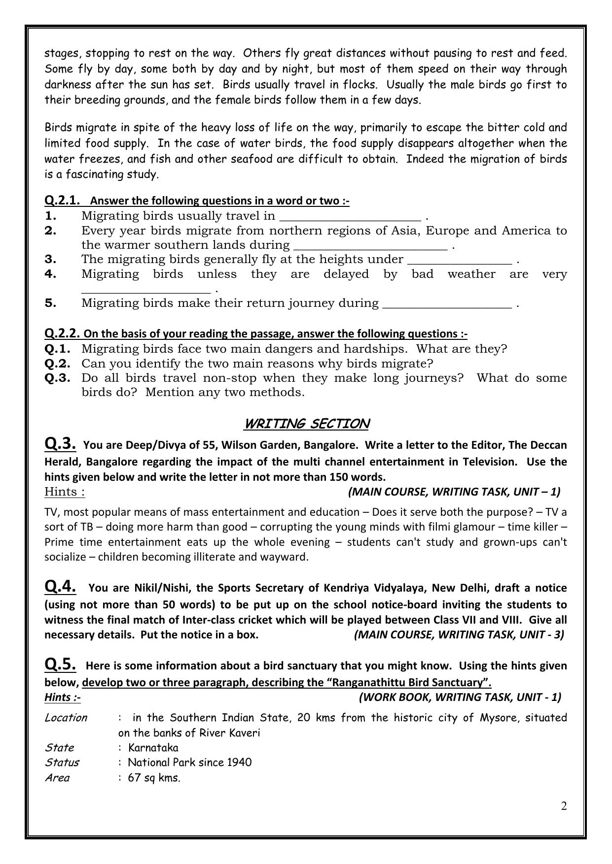 CBSE Worksheets for Class 8 English Assignment 8 - Page 2
