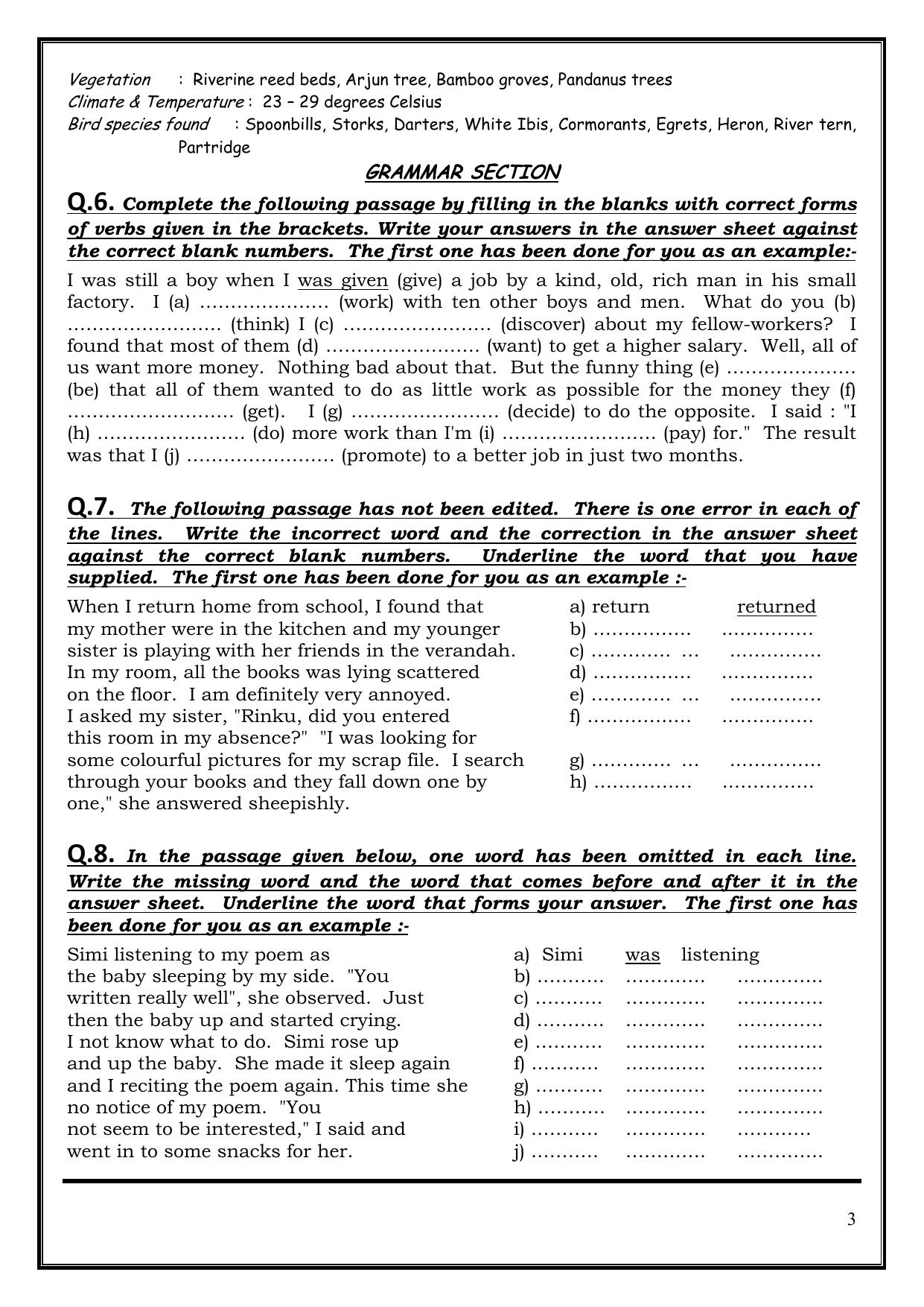 CBSE Worksheets for Class 8 English Assignment 8 - Page 3