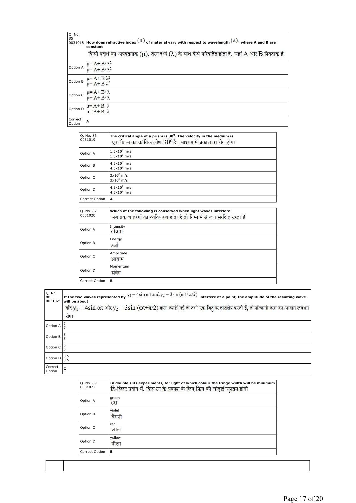 RUHS B.Sc Nursing 2019 Question Paper - Page 17