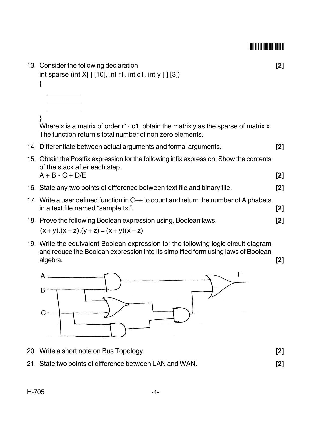 Goa Board Class 12 Computer Science  705 New Pattern Paper 2 (June 2018) Question Paper - Page 4