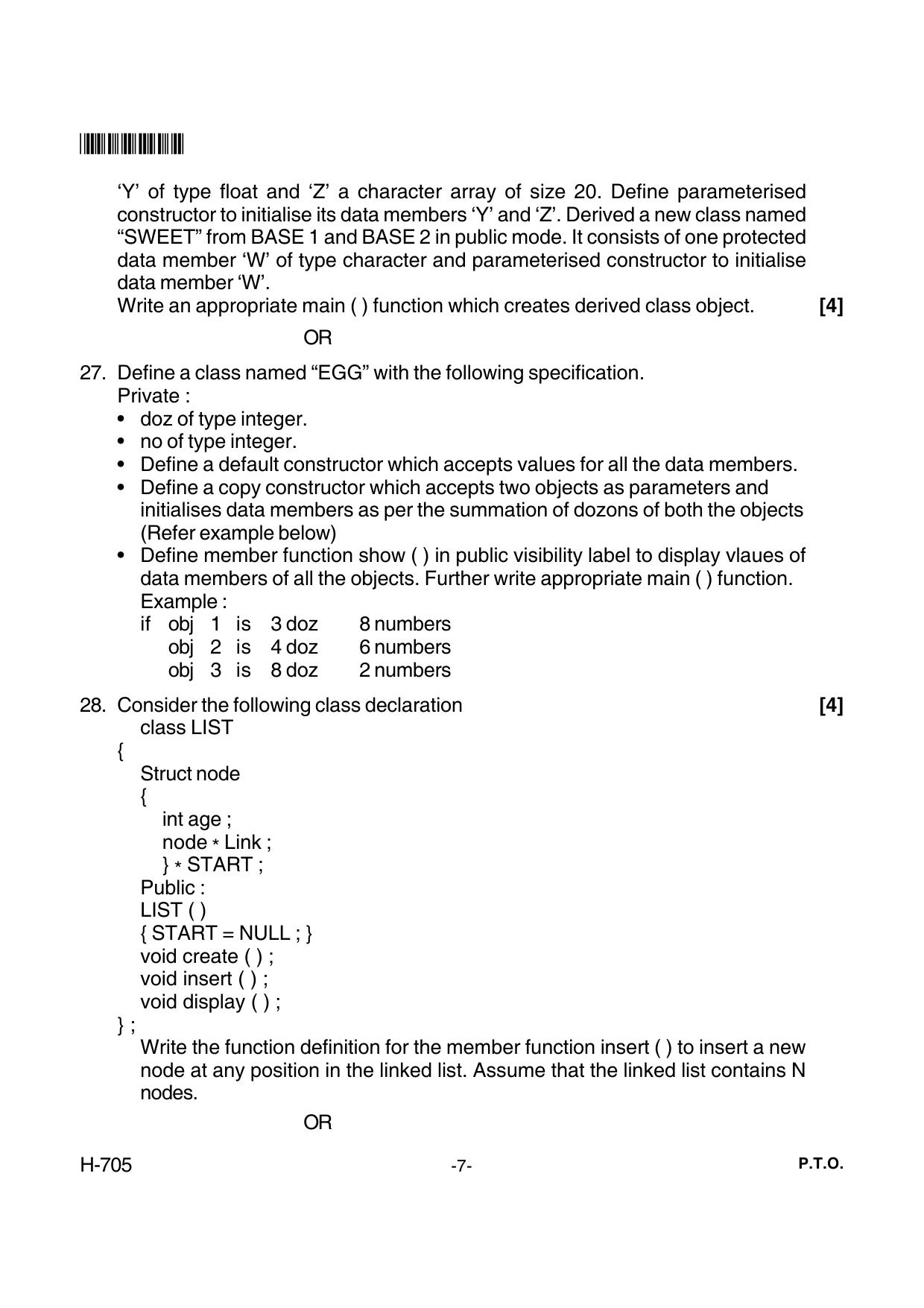 Goa Board Class 12 Computer Science  705 New Pattern Paper 2 (June 2018) Question Paper - Page 7