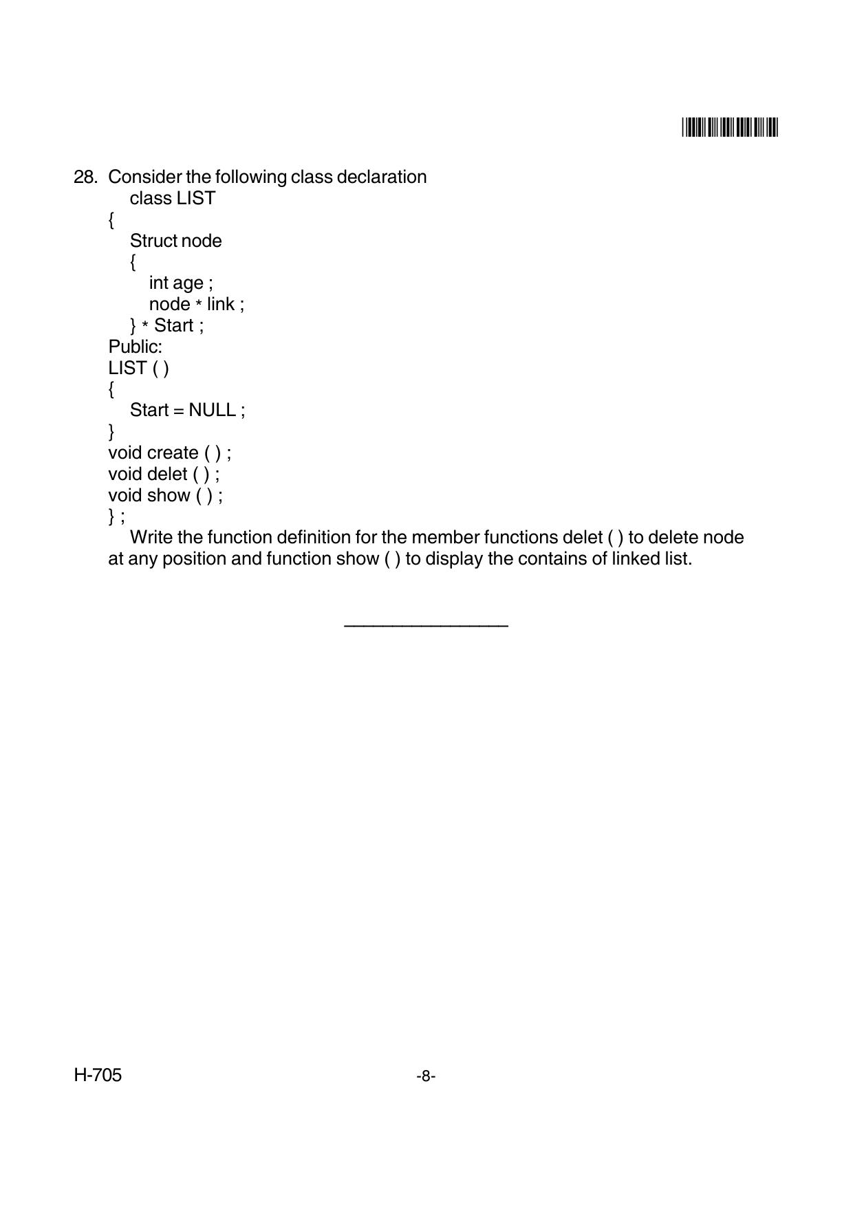 Goa Board Class 12 Computer Science  705 New Pattern Paper 2 (June 2018) Question Paper - Page 8