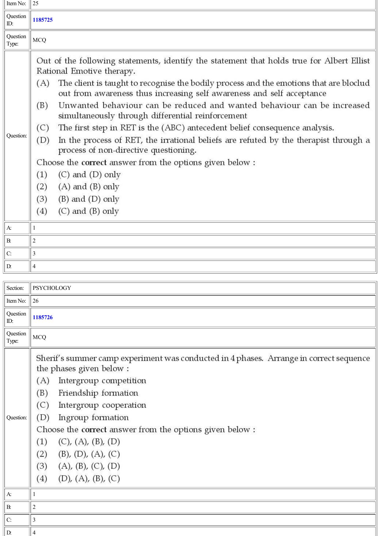 CUET 2022 Question Paper of Psychology - Page 11