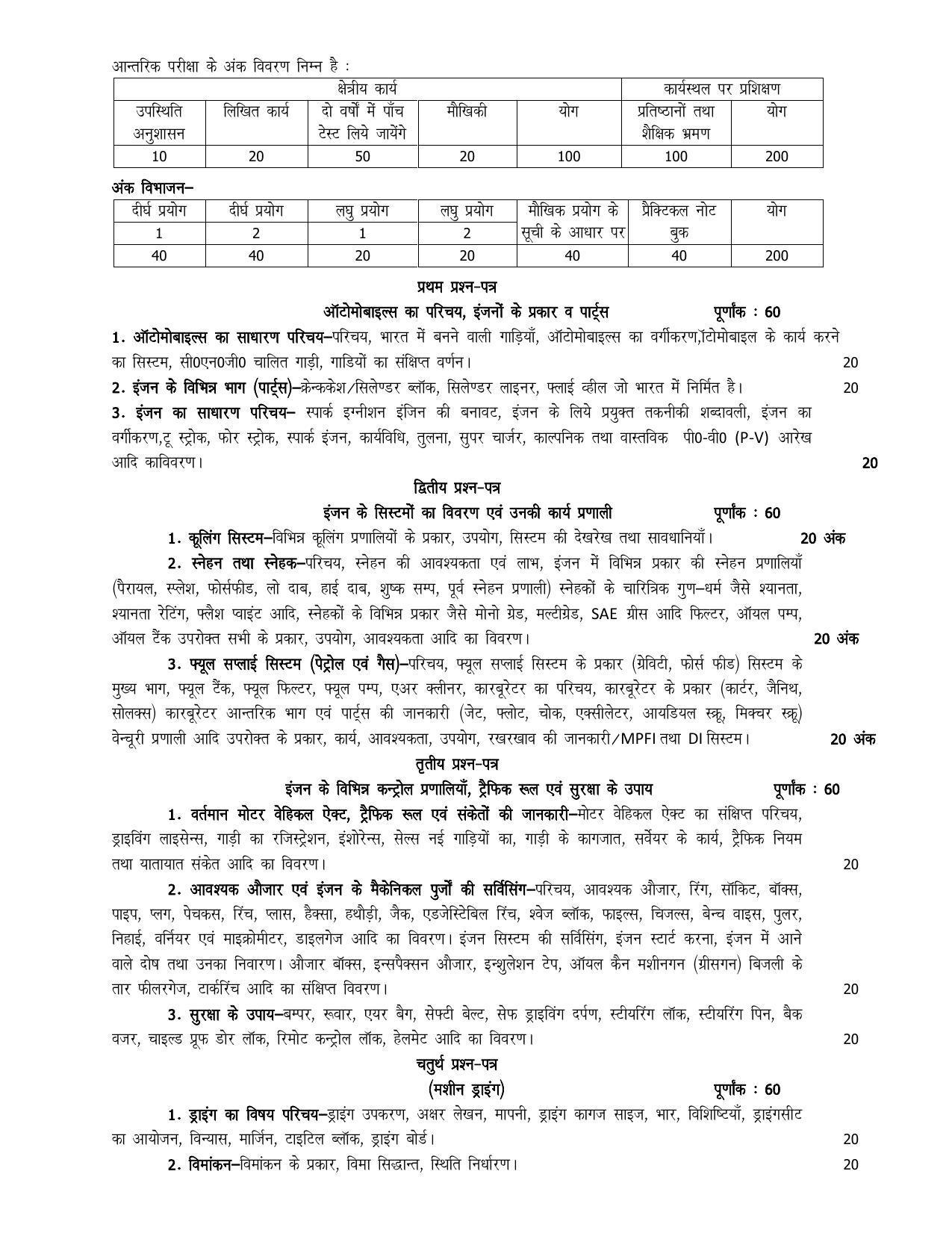 UP Board 11th Syllabus Trade-13 Automobile - Page 2