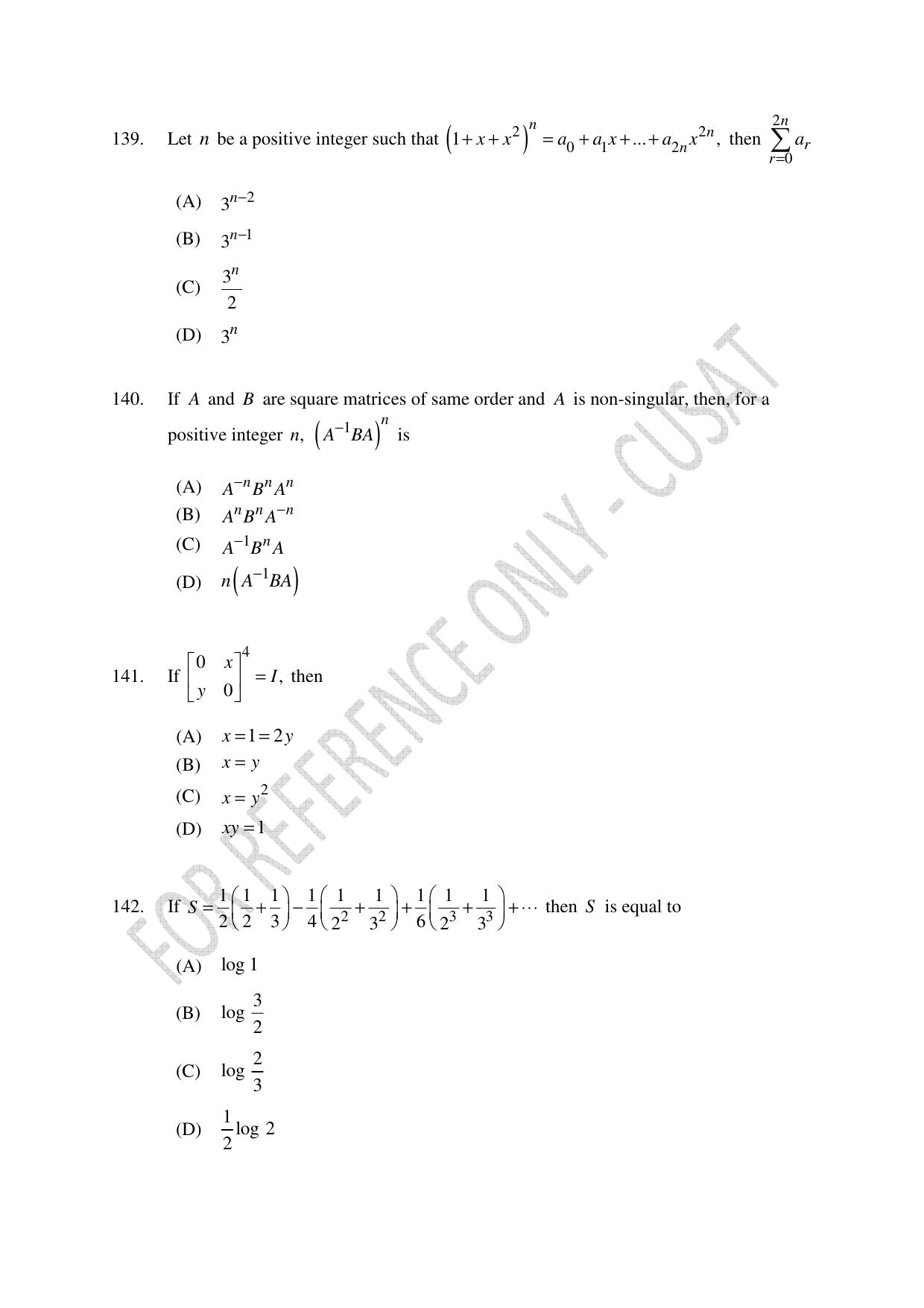 CUSAT CAT 2023 Test For Physics Chemistry Mathematics Shift I Question Paper - Page 31