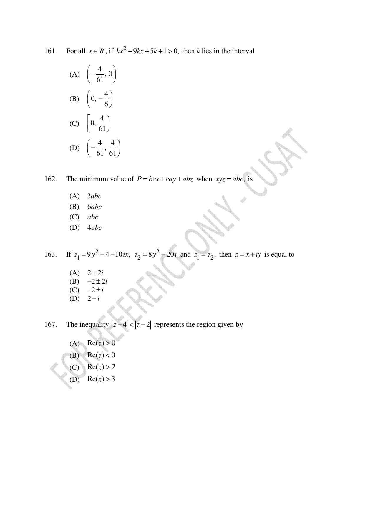 CUSAT CAT 2023 Test For Physics Chemistry Mathematics Shift I Question Paper - Page 37